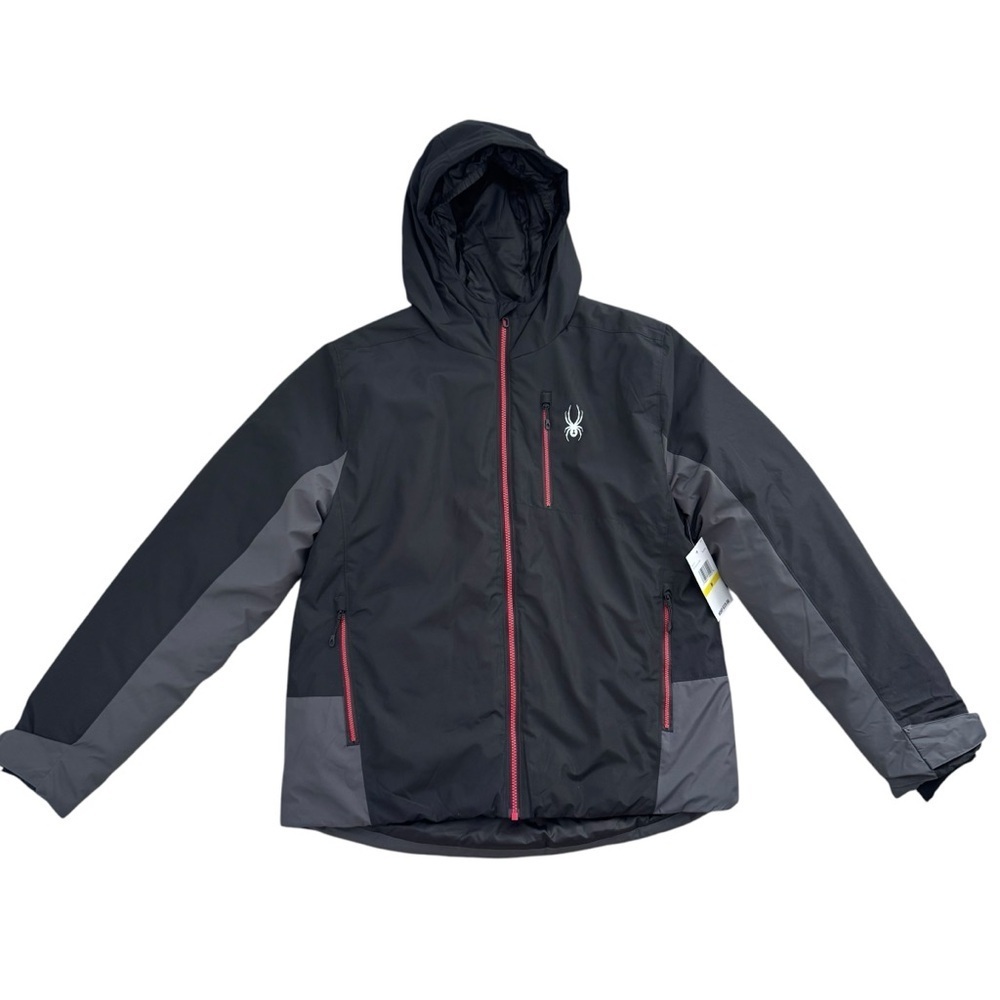 Men’s SPYDER gray, black and red City-to-Slope Ski Jacket medium